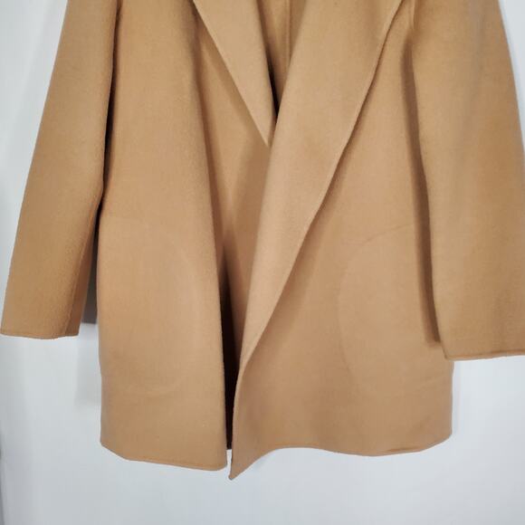 Theory Clairene New Divide Wool Cashmere Coat Jacket Tan Open Front Size Small - Picture 6 of 13
